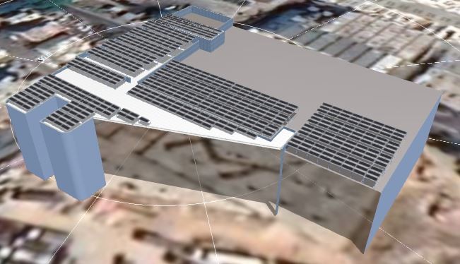 تصميم حوامل معدنية لمشورع طاقة شمسية لمركز خدمة بورش
