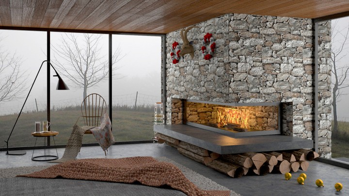 Sitting Corner With A Fireplace In A Bedroom