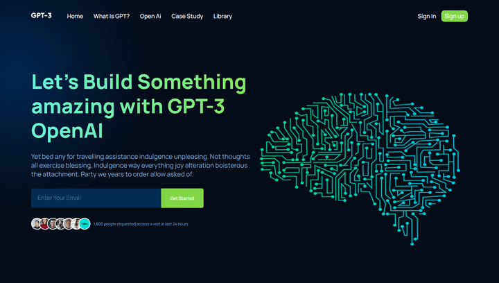 GPT-3 landing page