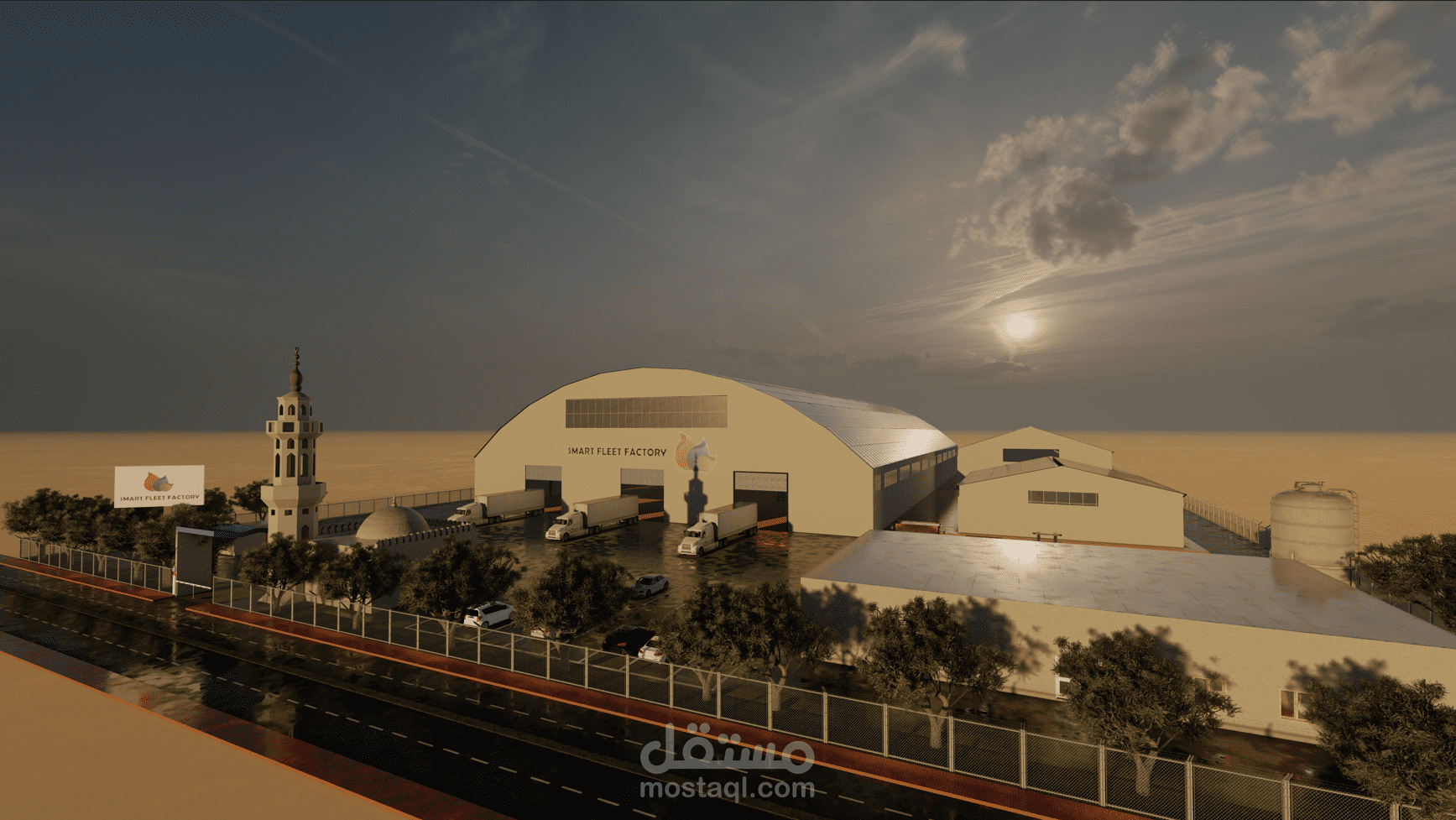 تصميم مصنع للمباني الجاهزة للنقل بالسعودية  (تصميم 3D - تصميم جميع اللوح : معماري، اساسات، مقاومة حريق، كهرباء بالاضاءات، صحي)