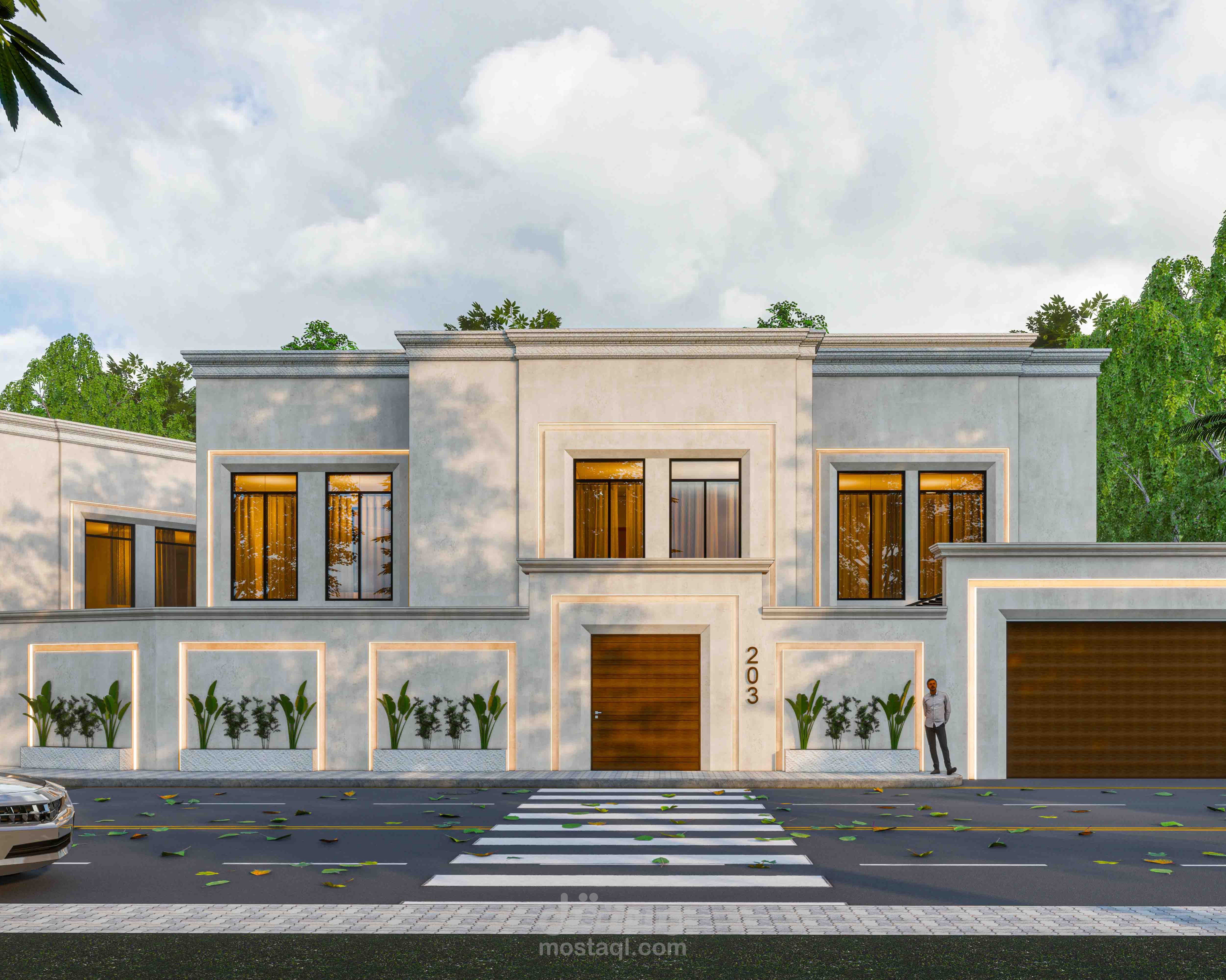 تصميم واجهة فيلا بطابع نيوكلاسيك ️