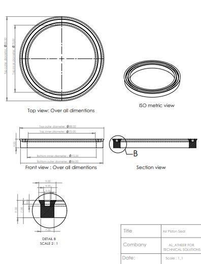 2D drawing of a gasket