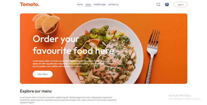 Tomato - Food delivery website