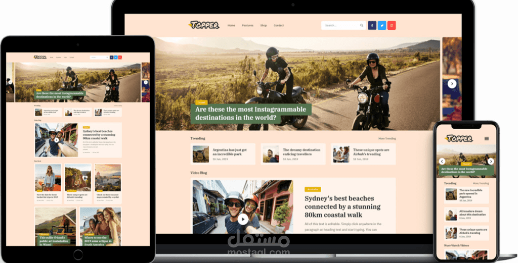 Responsive travel and tourism website interface design for all devices