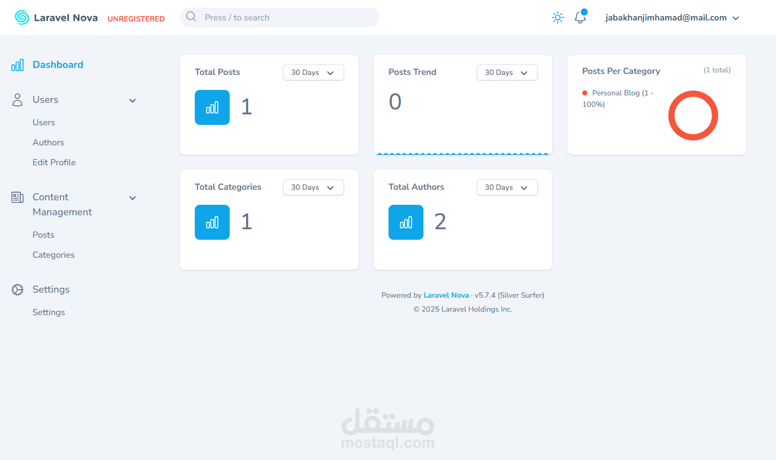Nova Laravel Blog System