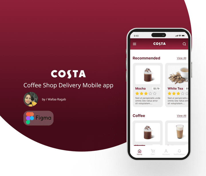 تصميم تطبيق costa coffee