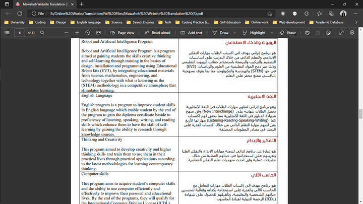 ترجمة موقع الى اللغة الانجليزية