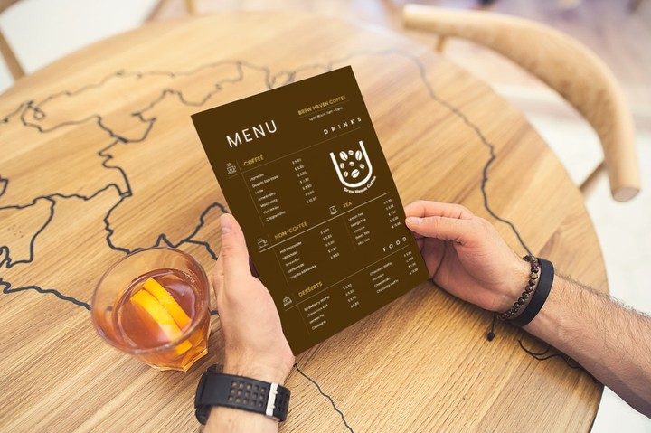 منيو menu مقهى