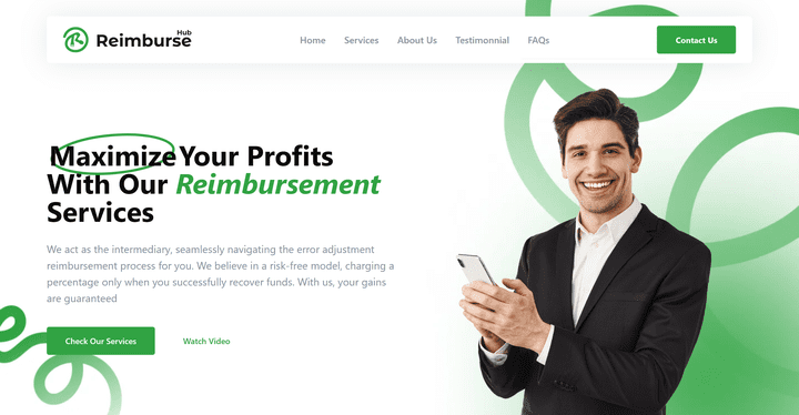 موقع الكتروني لشركة reimburse-hub