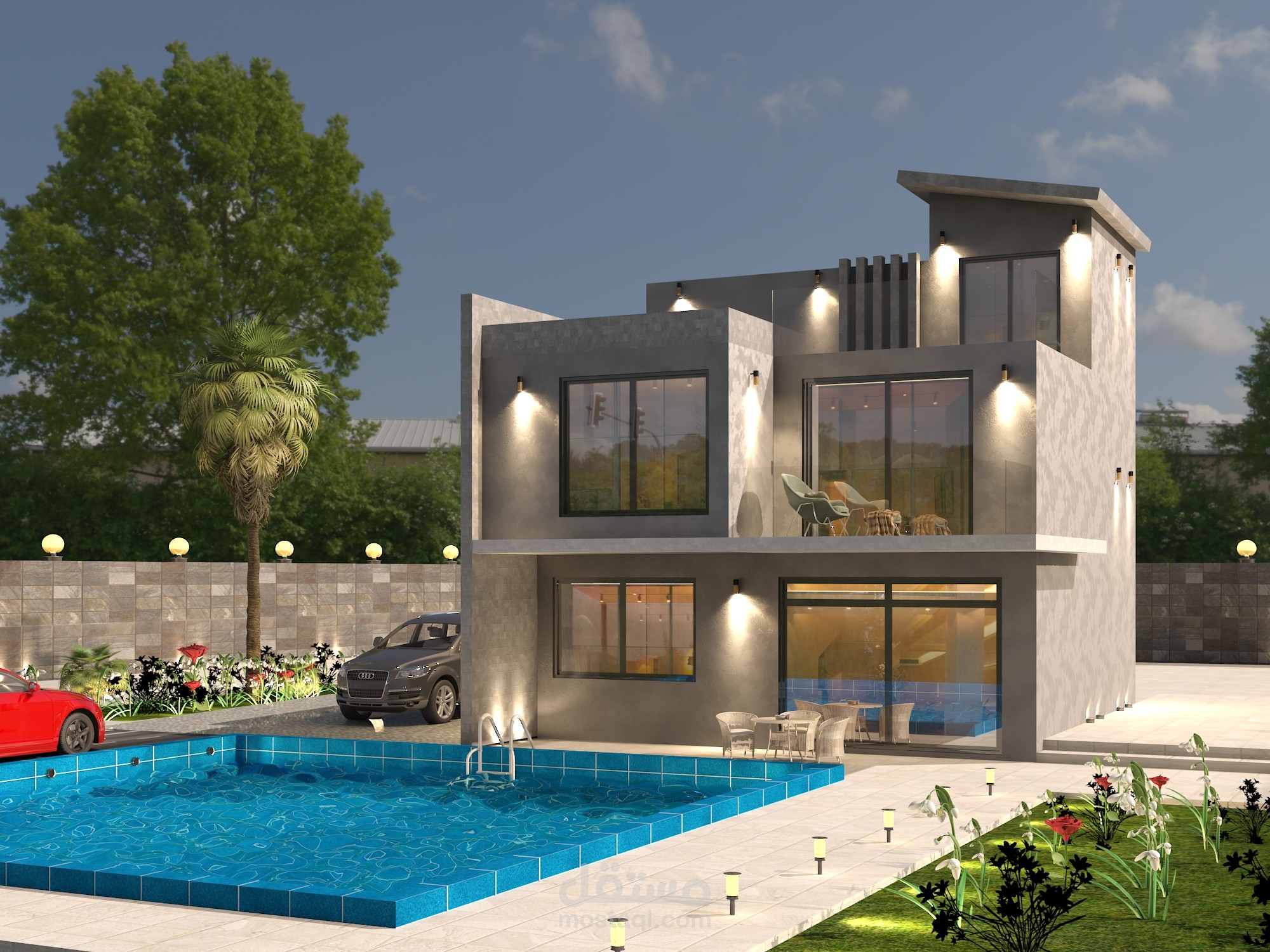تصميم معماري لواجهات فيلا