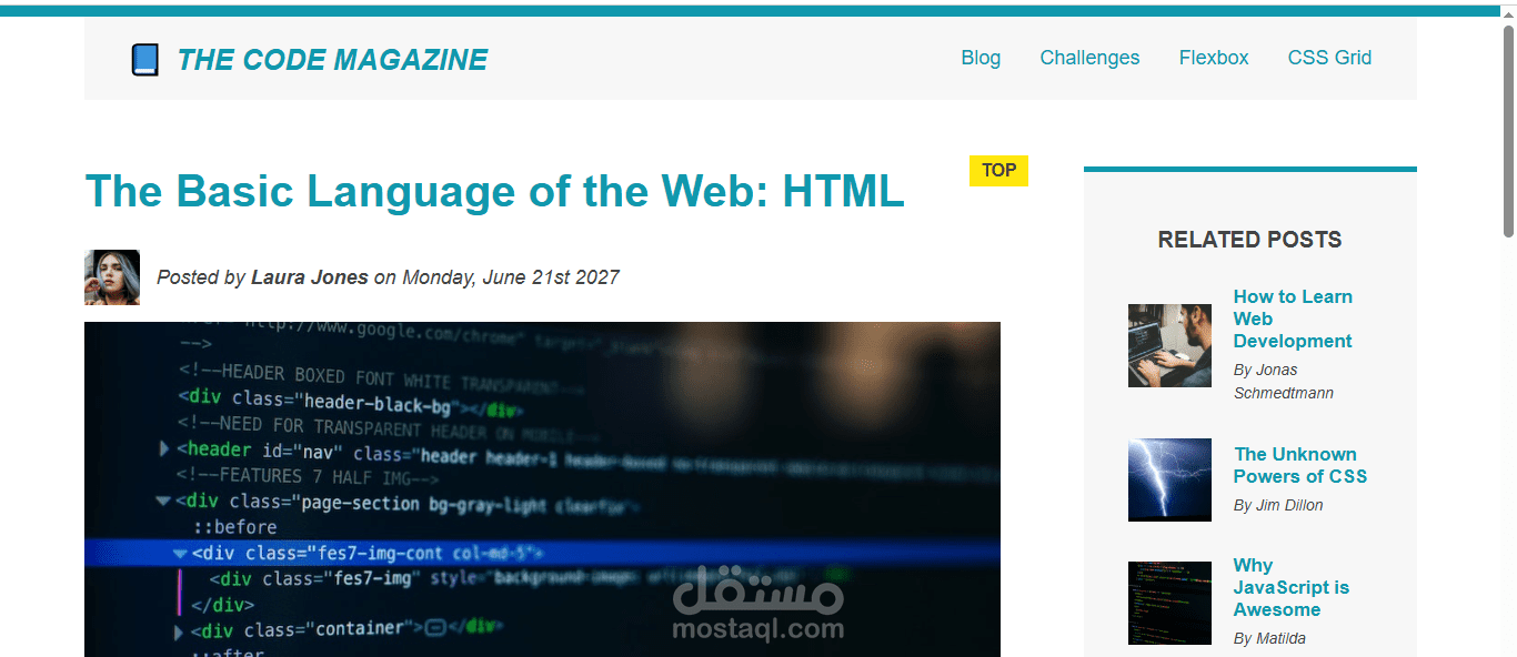 تصميم وبرمجة موقع ويب احترافي باستخدام HTML وCSS