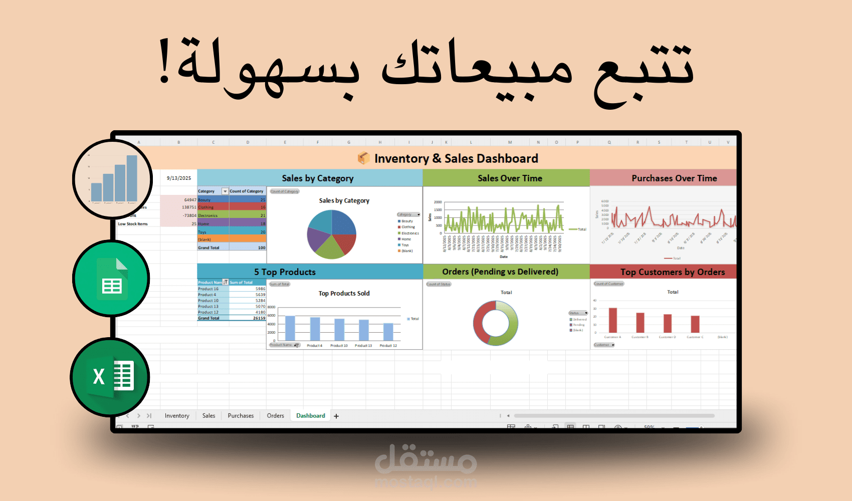 تصميم Dashboard احترافي في Excel
