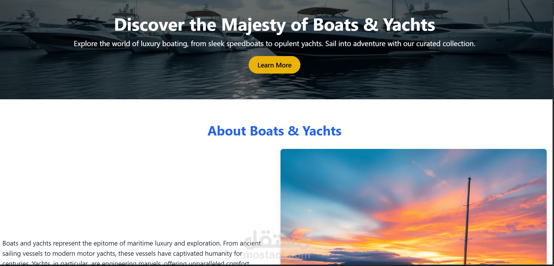 website of a yachts and boats