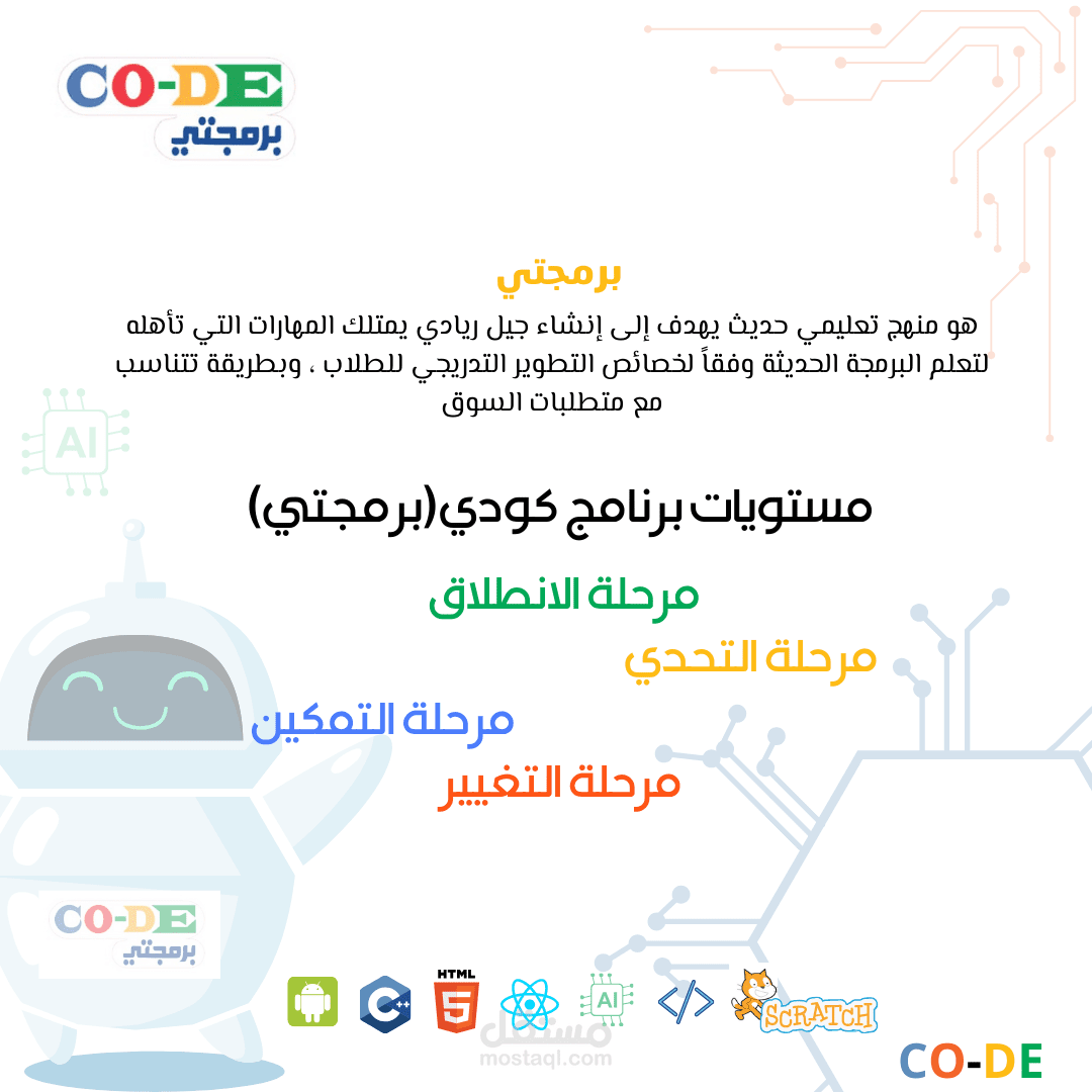تصميم اعلان لبرنامج سكراتش التبع لشركة كودي