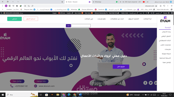 إدارة منصة Etunum لدراسة جدوى اقتصادية