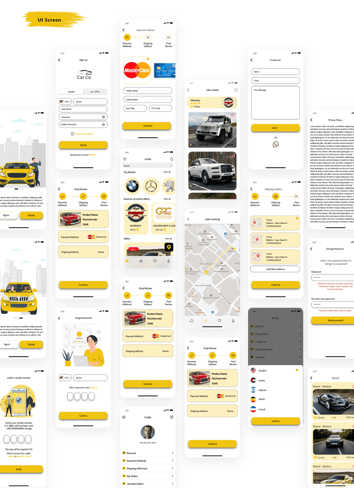 تصميم تطبيقات الموبايل لتأجير السيارات | UX UI