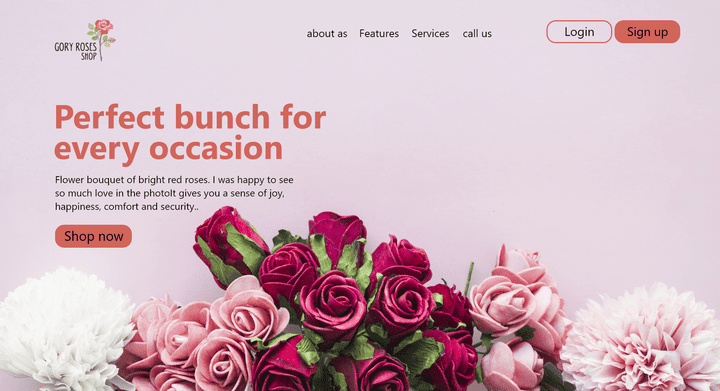 تصميم صفحة هبوط لموقع ويب لبيع الورود