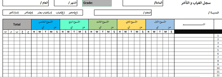 الجداول الدراسية والغيابات وغيرها