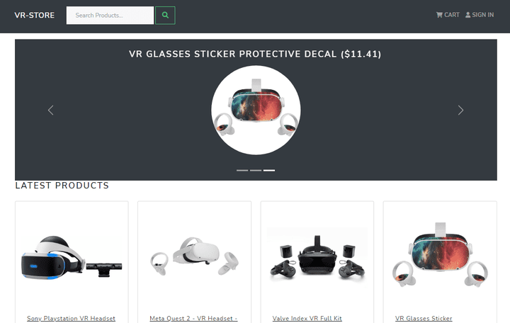 Web-Store for Virtial reaility goods