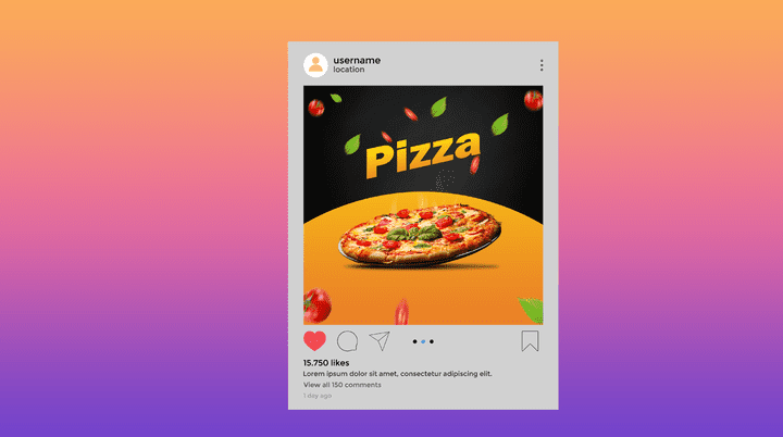 تصميم اعلان سوشيال ميديا لمطعم بيتزا
