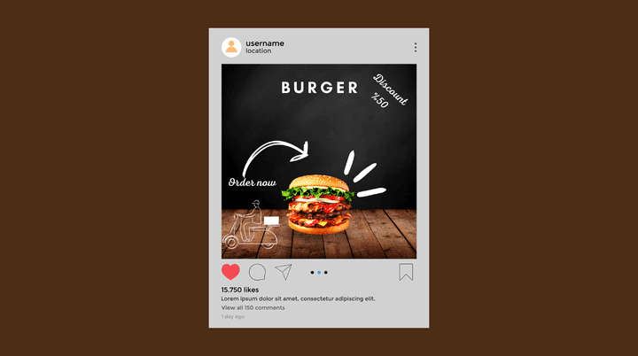 تصميم اعلان سوشيال ميديا لمطعم برجر