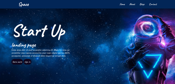 space landing page