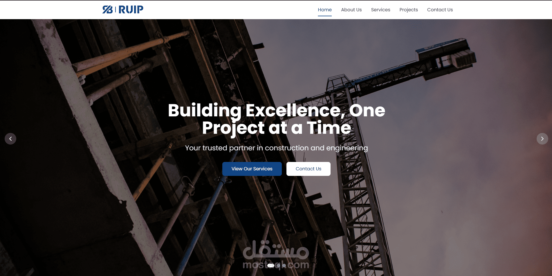 تطوير موقع شركة RUIP للمقاولات باستخدام React.js