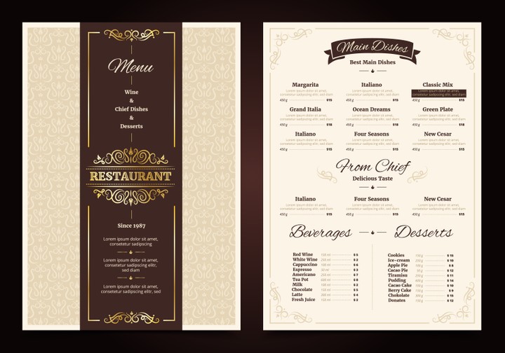 Menu restaurant