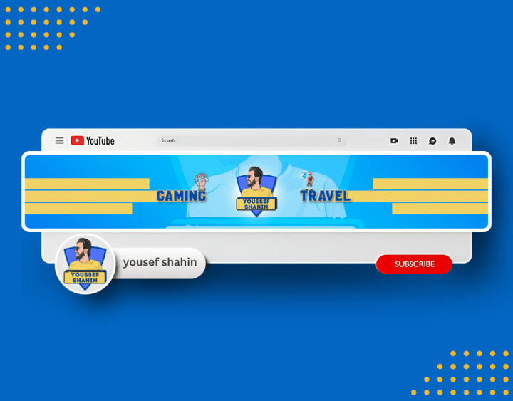 تصميم هوية بصرية وبراندينج خاص بقناة يوتيوب مختصة فى مجال السفر والجيمنج