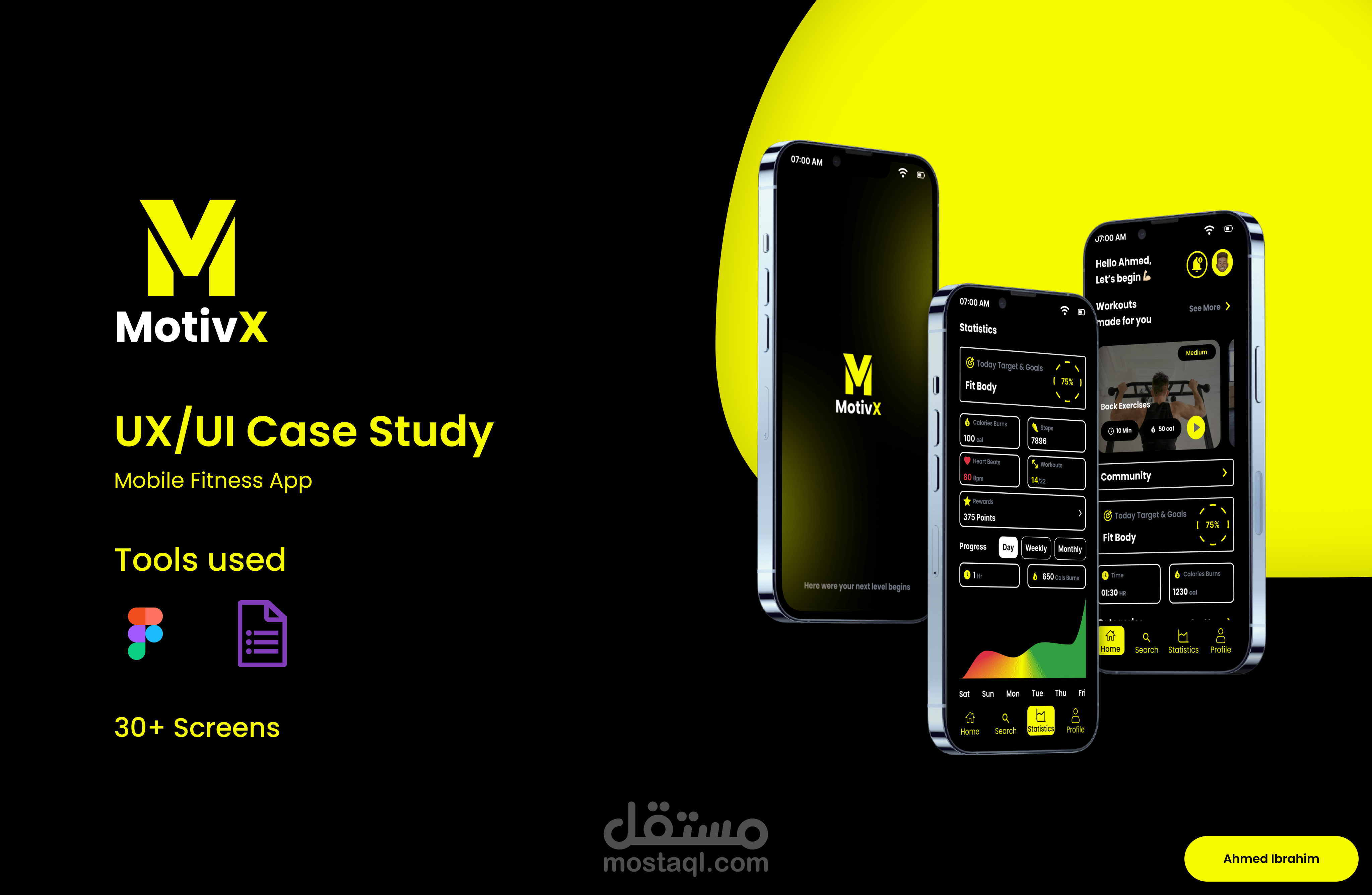 تصميم UI/UX احترافى لتطبيق رياضة ولياقة بدنية | MotivX