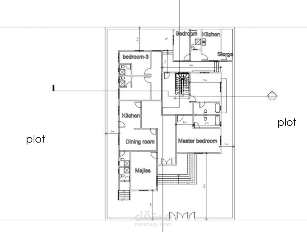 مخطط معماري لمنزل من طابقين بدقه عاليه مع المقاسات