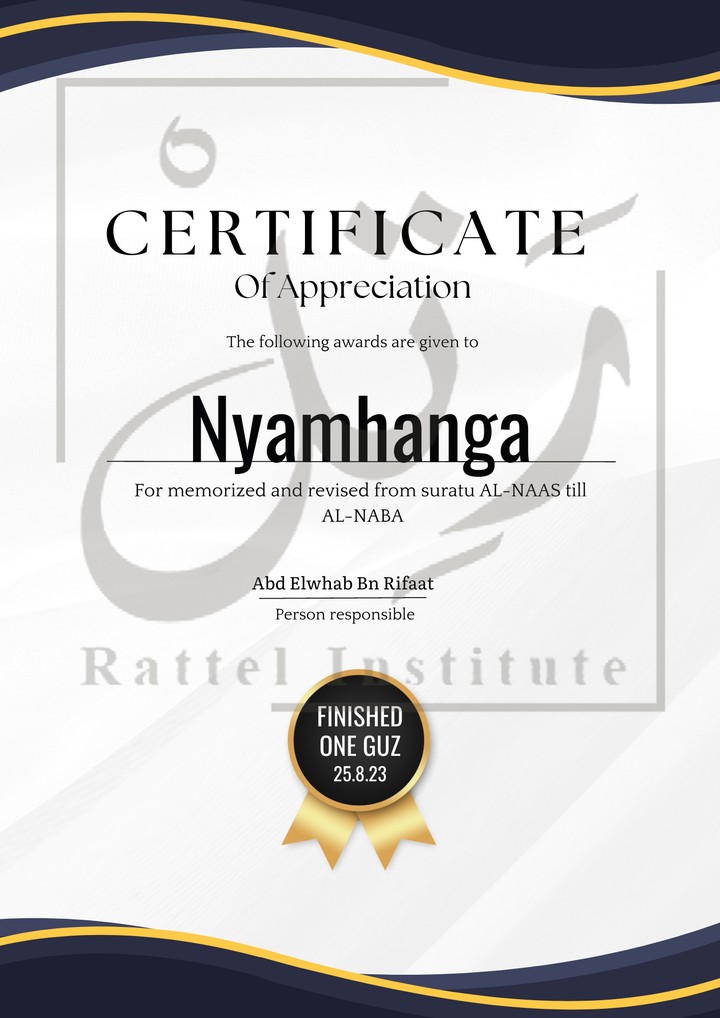 Certificate of appreciation