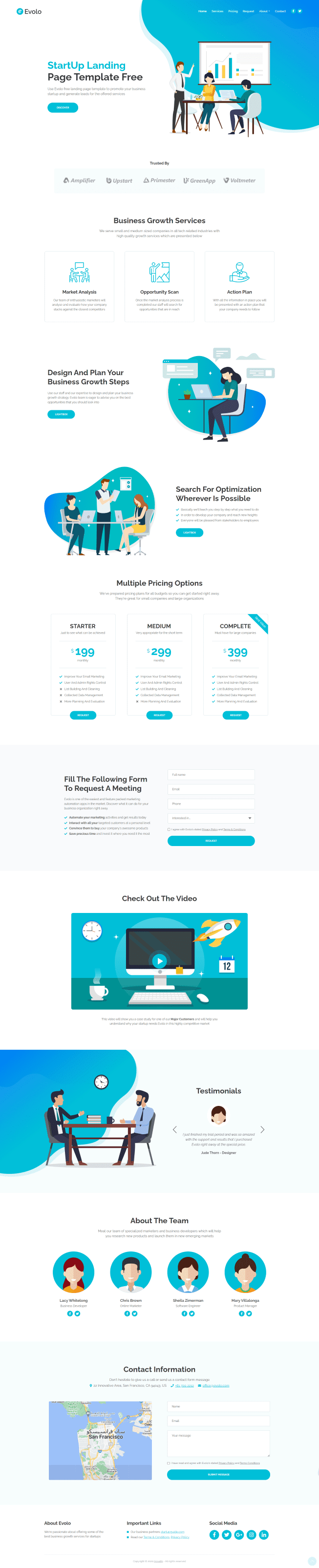 StartUp Landing Page Template Free