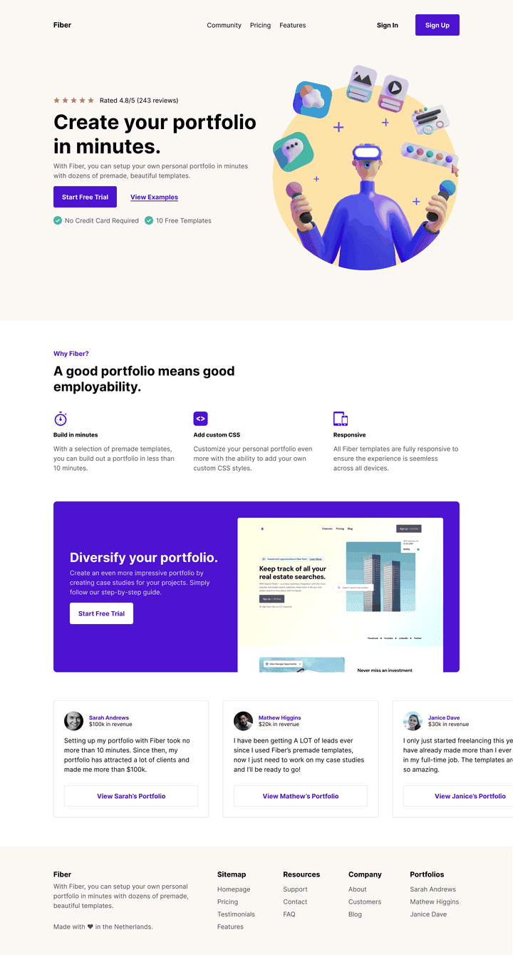 Fiber landing page