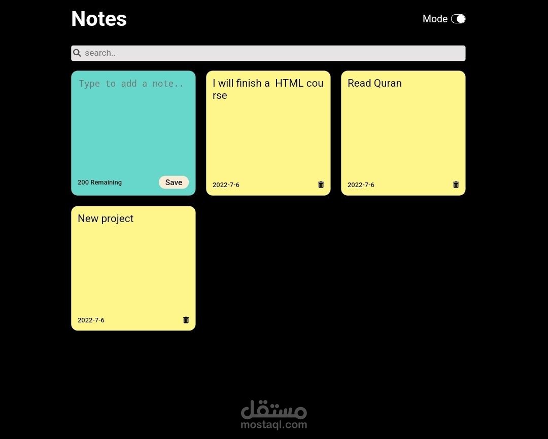 Note App using React