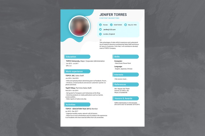 Infographic Profissional Resume Samples