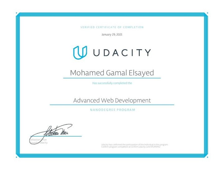 Udacity Nanodegree Program Graduation - Advanced Web Development