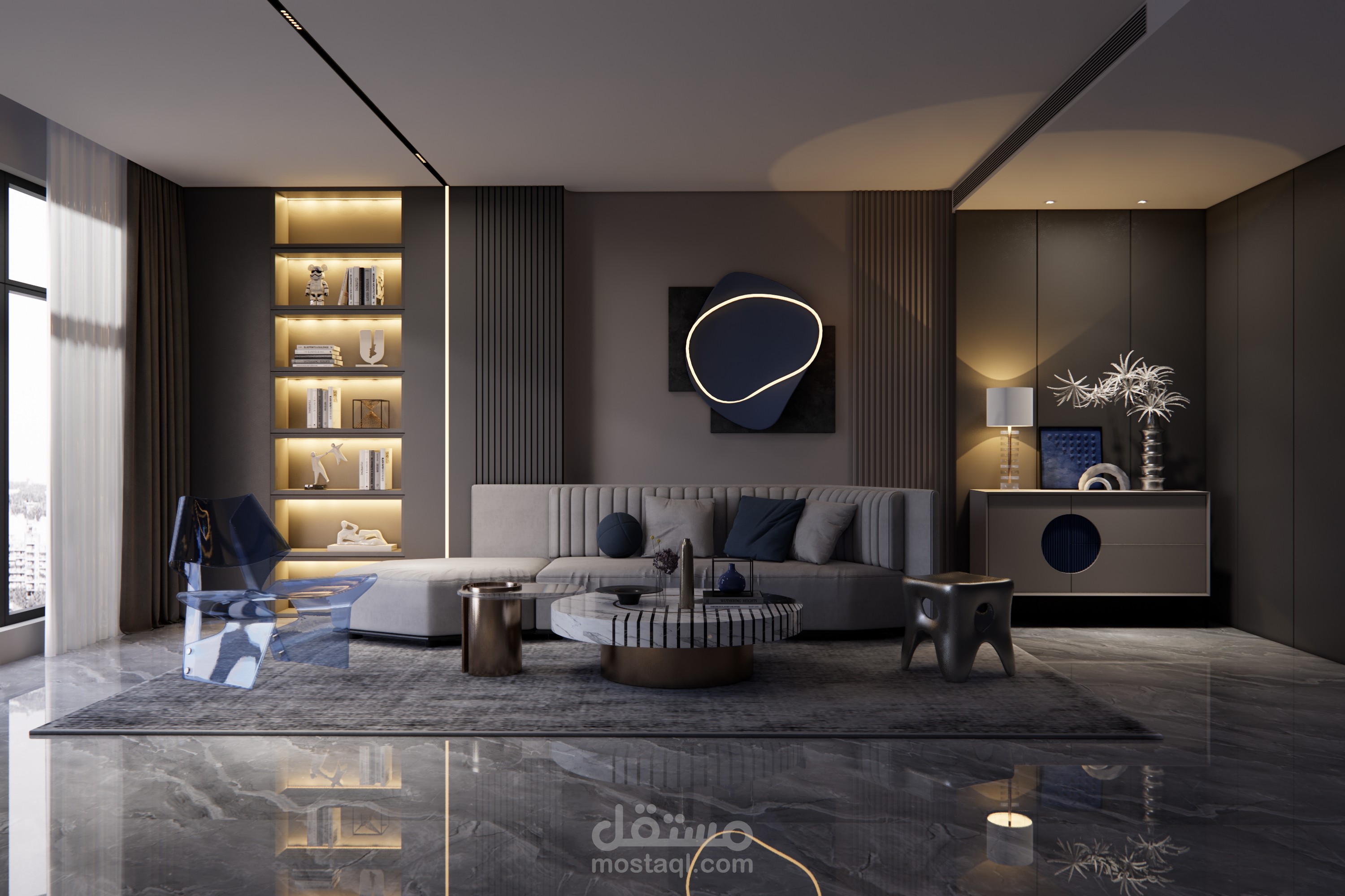 تصميم غرفة معيشة  بستايل الحديث المودرن Living room