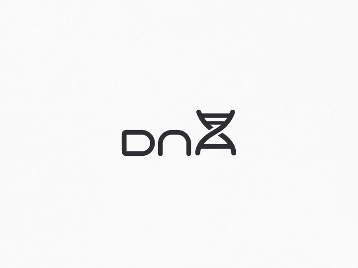 wordmark logo of word DNA modern and simple