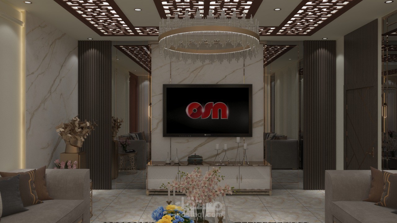 تصميم داخلي لغرفة جلوس كلاسيكية بأناقة راقية.