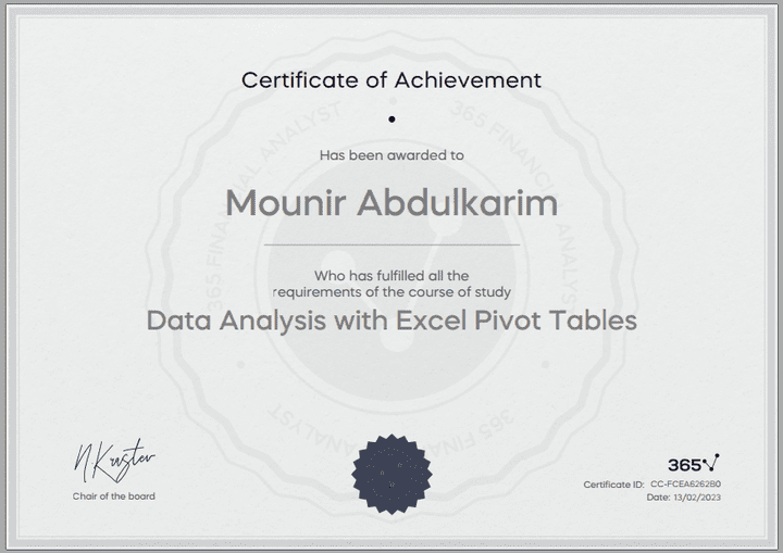 Data Analysis With Excel