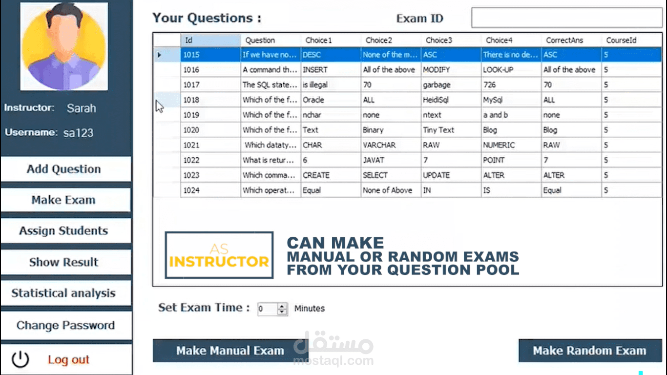 Examination System for Educational center