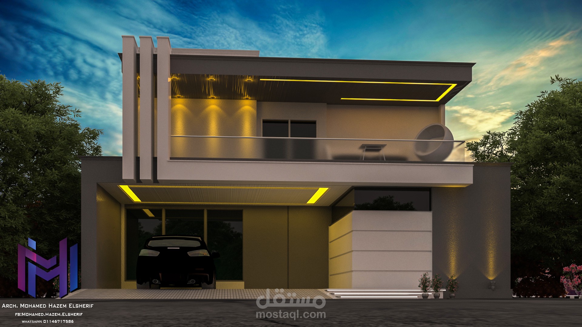 Exterior design of a duplex house