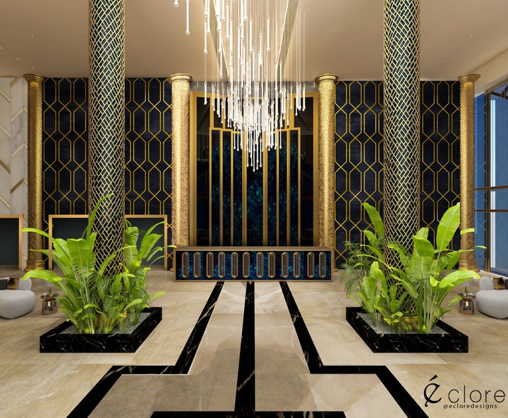 Art deco hotel lobby