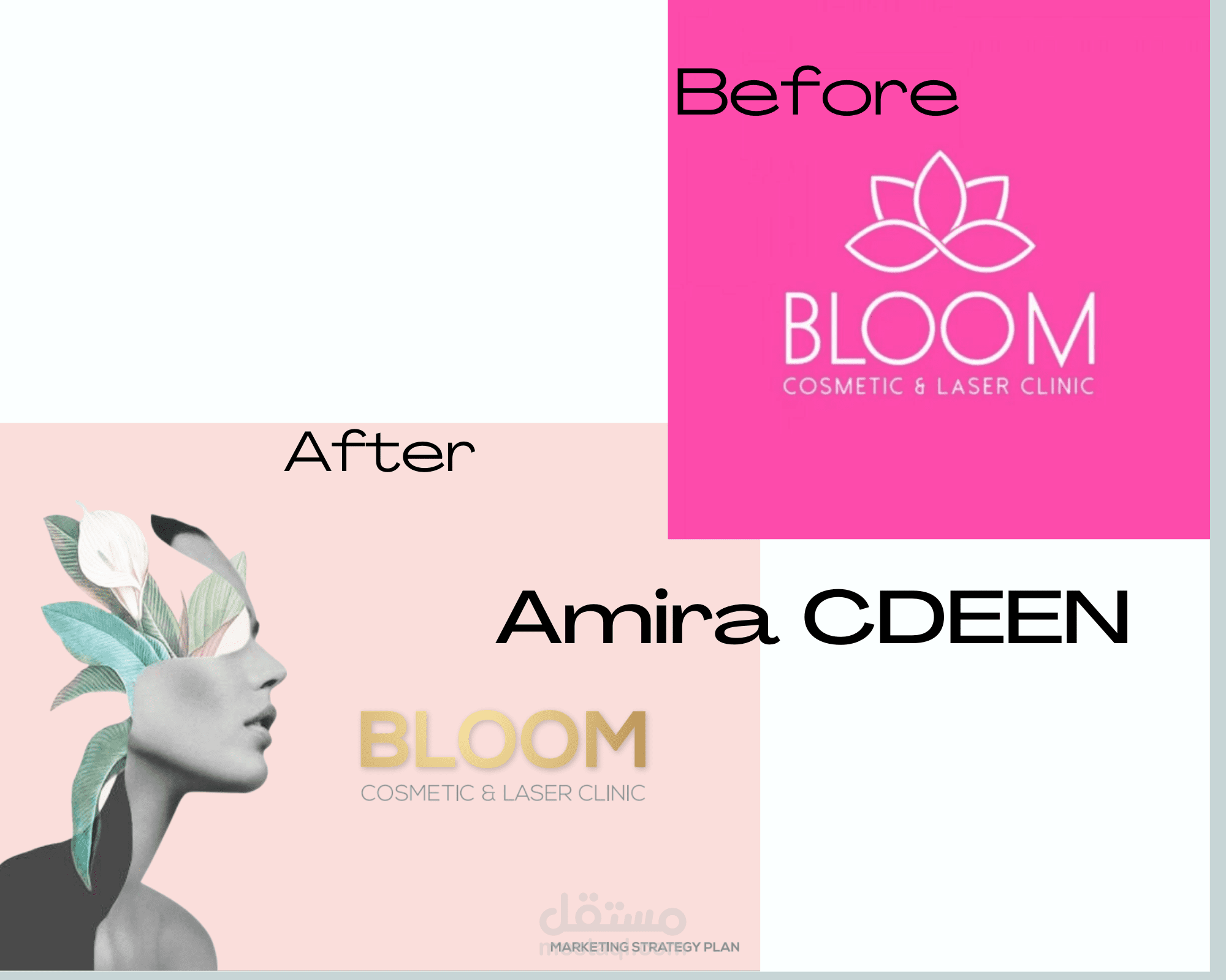 strategy and rebranding for cosmetics clinic - تغيير العلامه التجاريه و التصميم و خلق استراتيجيه جديده لعياده تجميل