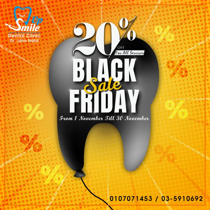 تصميم عرض black friday لعيادة أسنان