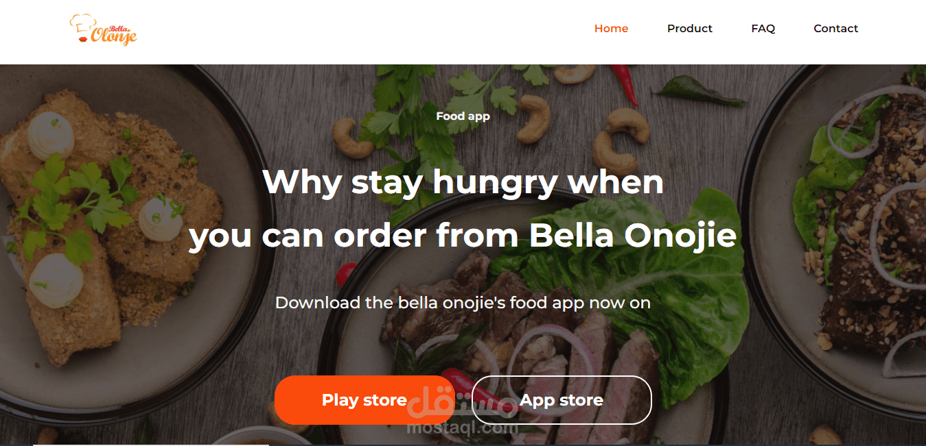 موقع بسيط لتطبيق توصيل الطعام App Food