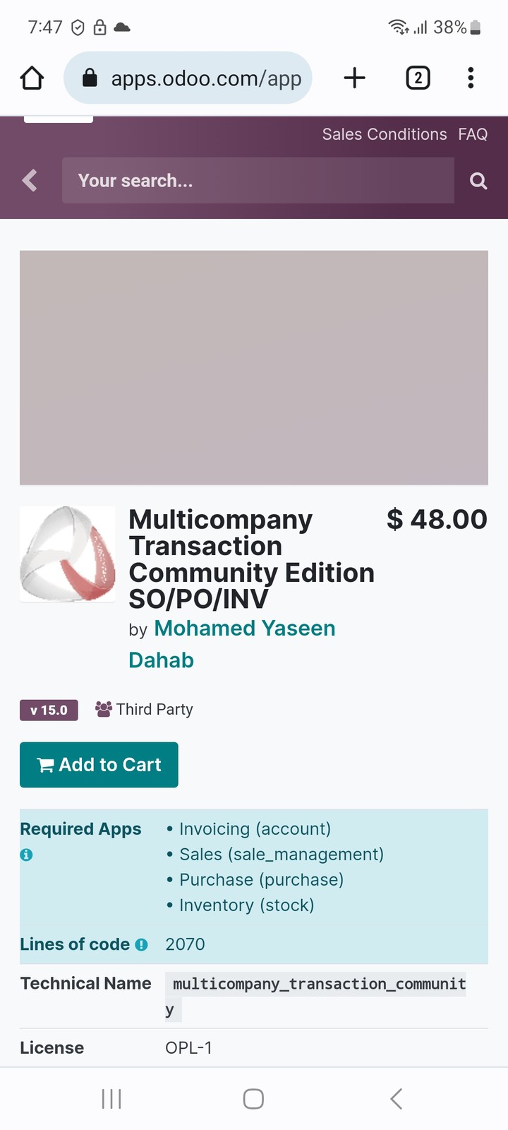 Odoo Multicompany Transaction