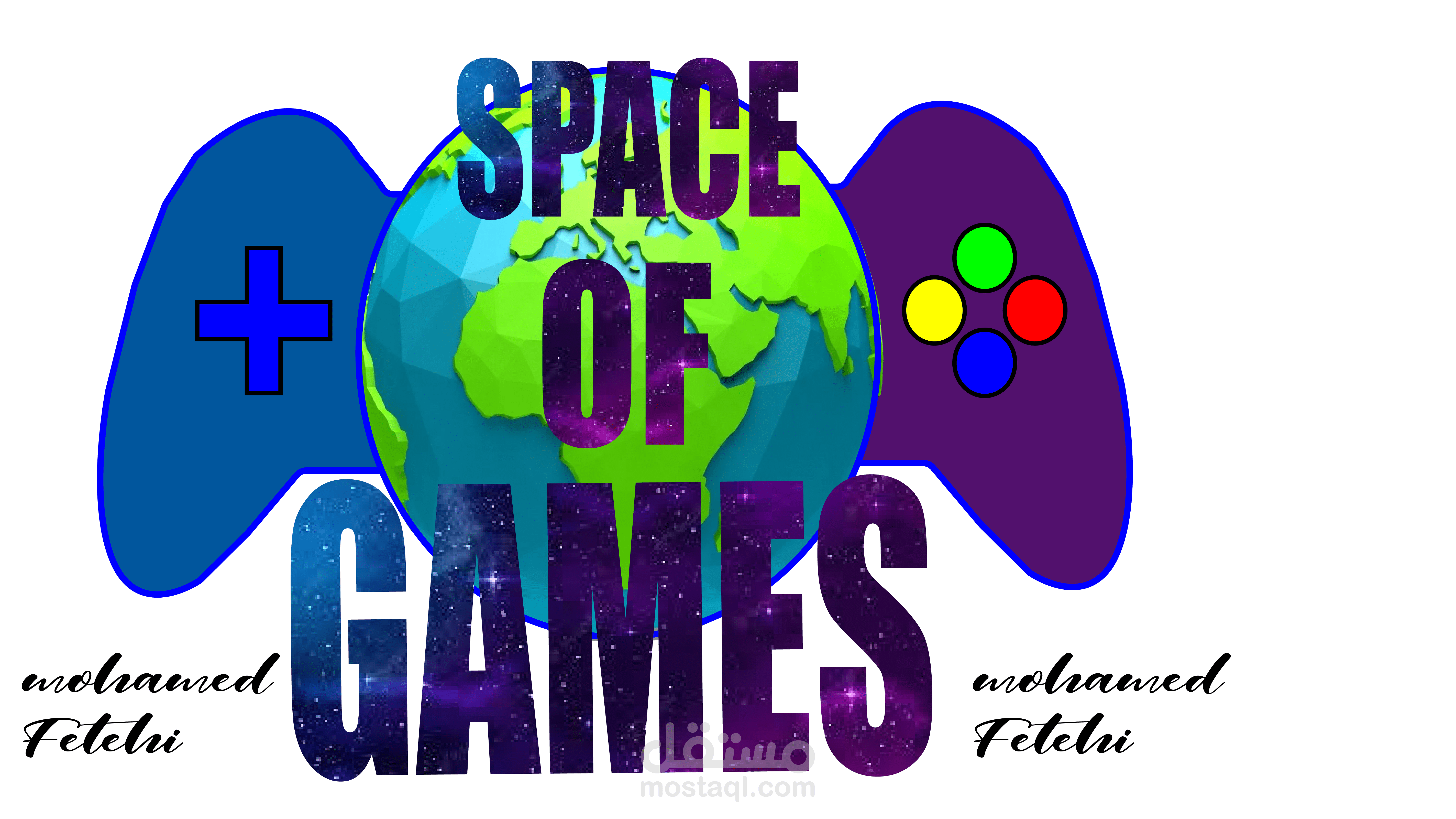 تصميم شعار لمحل ألعاب الفيديو "space of games"