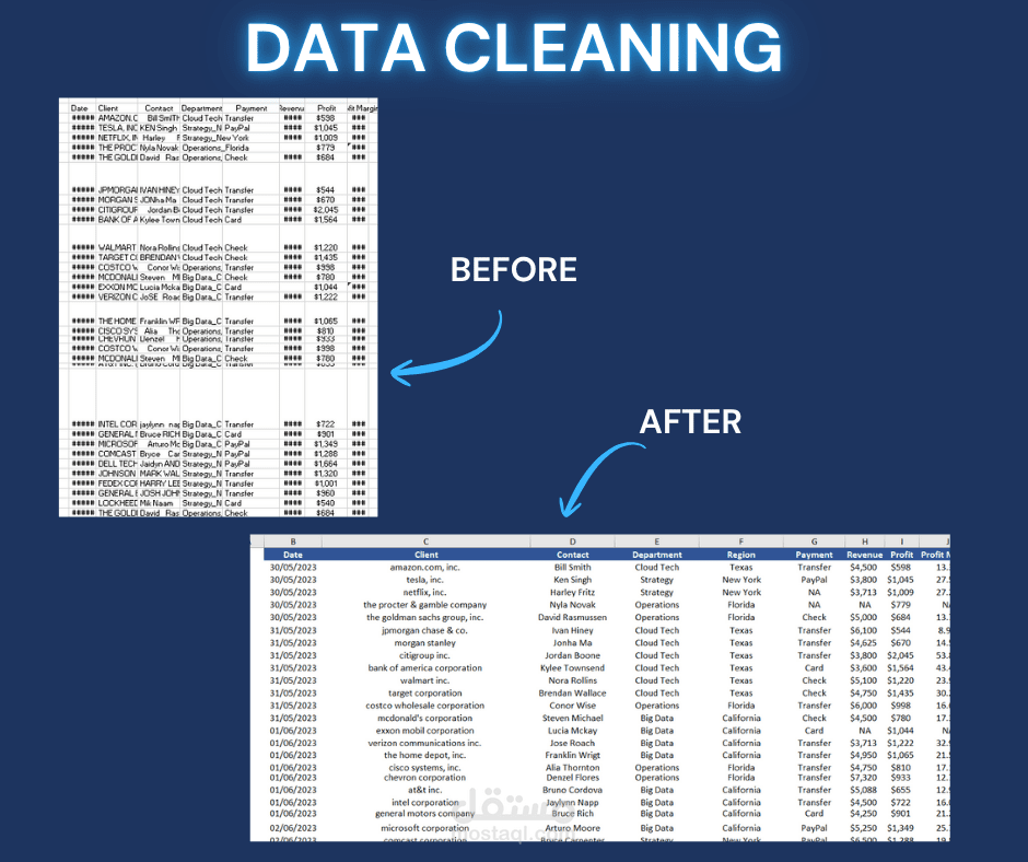 تنظيف وتنسيق بيانات Excel باحتراف